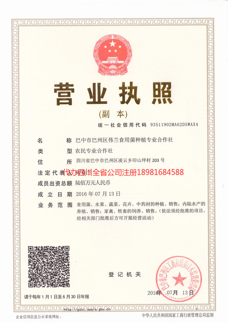 平凉平凉伟兰食用菌种植专业合作社